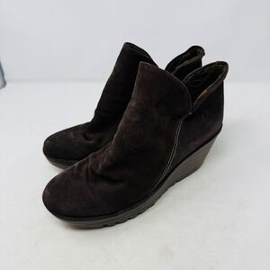 FLY LONDON Brown Suede Wedge Yip Oil Ankle Boots Women's Size‎ 10